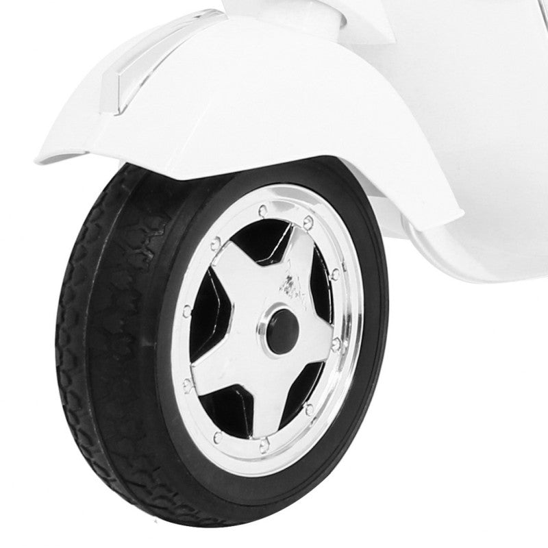 Scooter Elettrico per Bambini Stile Vespa con Rotelle Bianco
