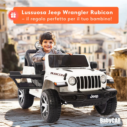 Jeep Wrangler Rubicon Elettrica per Bambini 12V 2 Posti Bianco