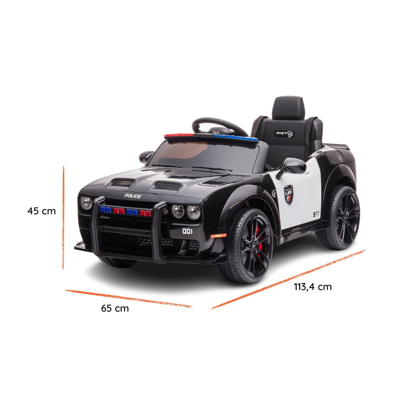 Auto della Polizia Dodge Elettrica per Bambini 12V Bianco