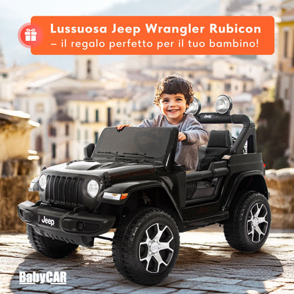 Jeep Wrangler Rubicon Elettrica per Bambini 12V 2 Posti Nero