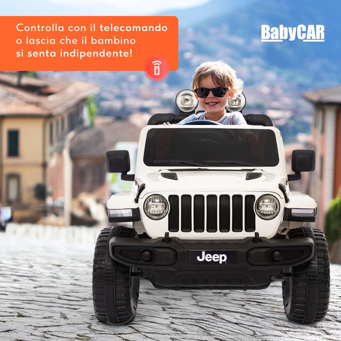 Jeep Wrangler Rubicon Elettrica per Bambini 12V 2 Posti Bianco