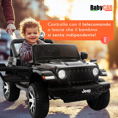 Jeep Wrangler Rubicon Elettrica per Bambini 12V 2 Posti Nero