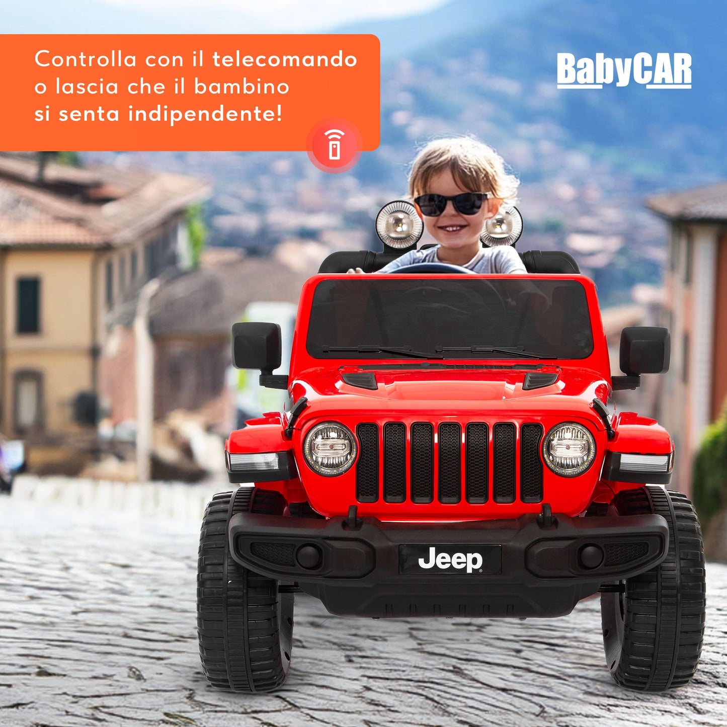 Jeep Wrangler Rubicon Elettrica per Bambini 12V 2 Posti Rosso