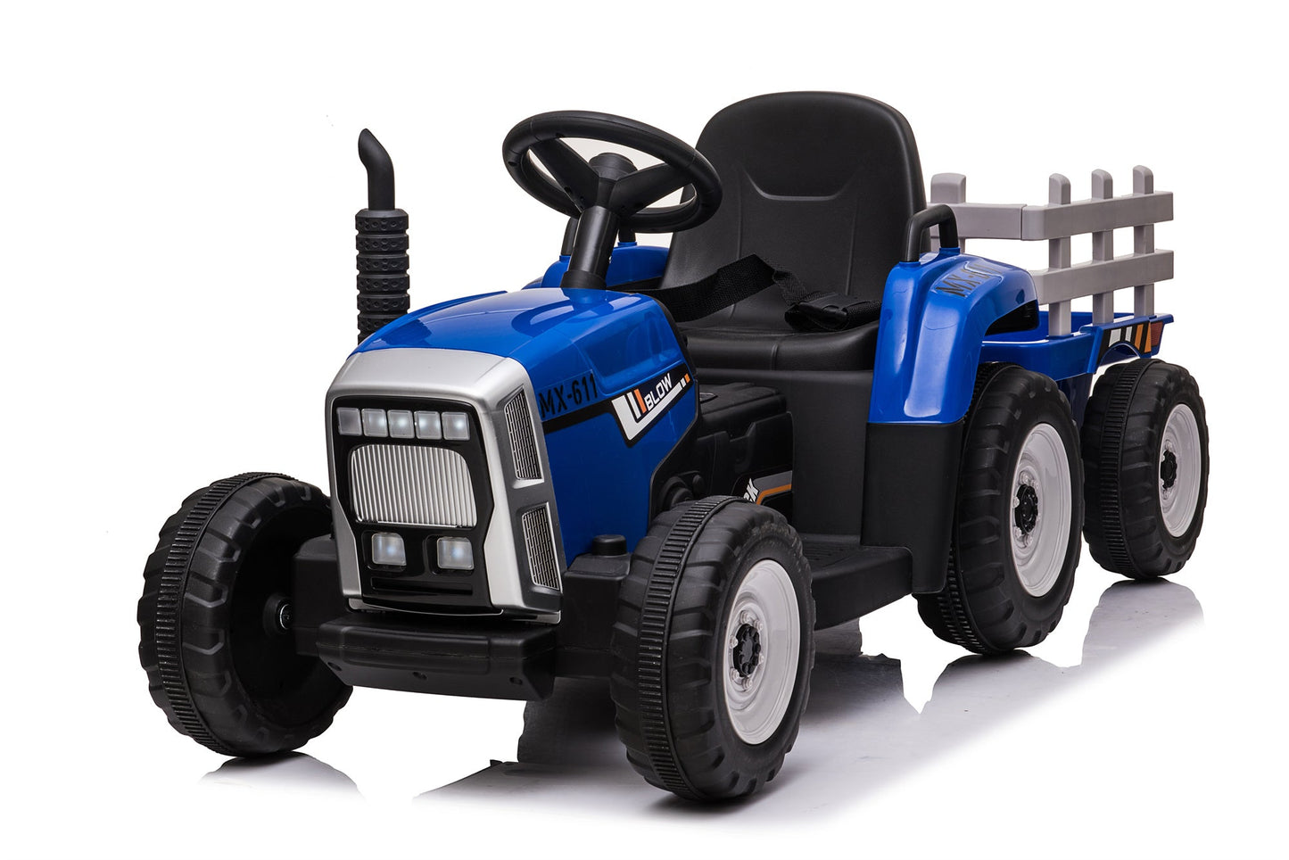 Trattore Elettrico per Bambini 12V con Rimorchio Blu