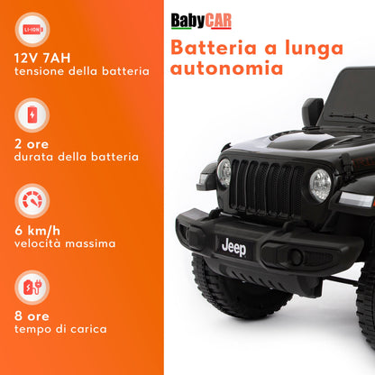 Jeep Wrangler Rubicon Elettrica per Bambini 12V 2 Posti Nero
