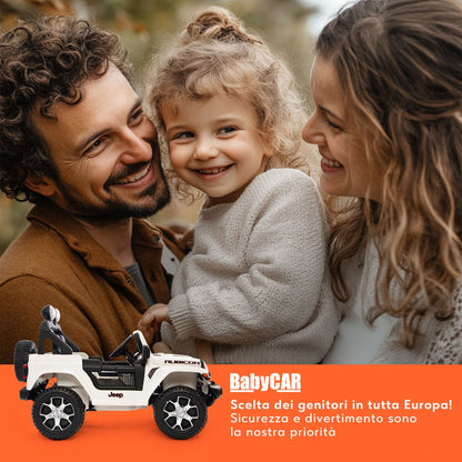 Jeep Wrangler Rubicon Elettrica per Bambini 12V 2 Posti Bianco