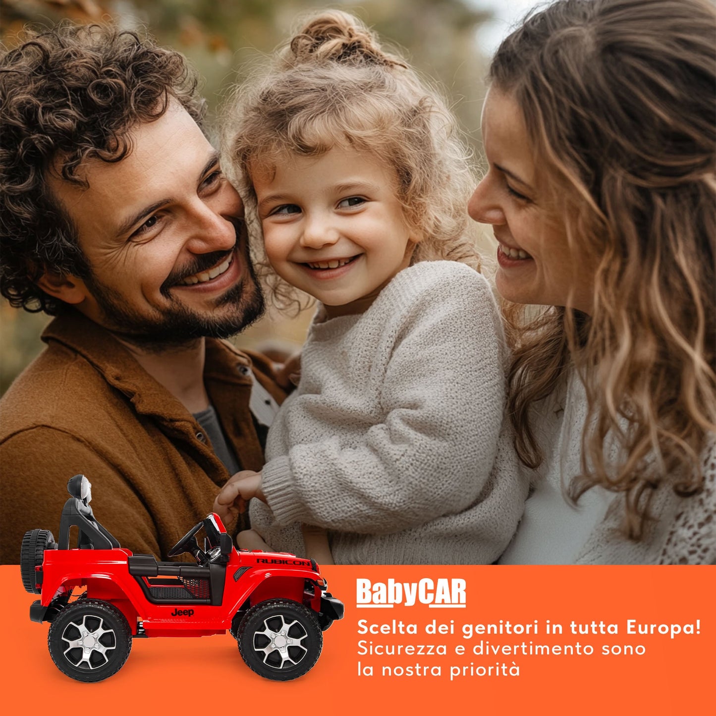 Jeep Wrangler Rubicon Elettrica per Bambini 12V 2 Posti Rosso