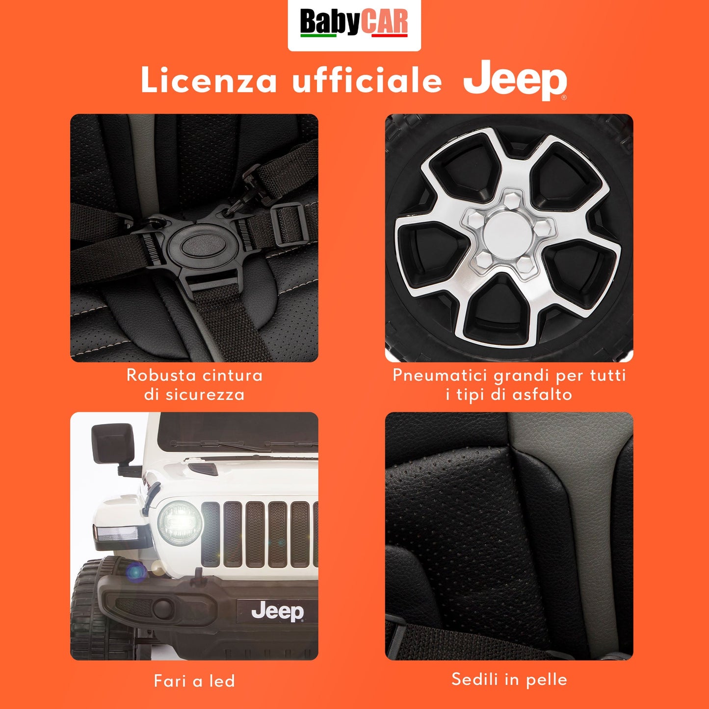 Jeep Wrangler Rubicon Elettrica per Bambini 12V 2 Posti Bianco