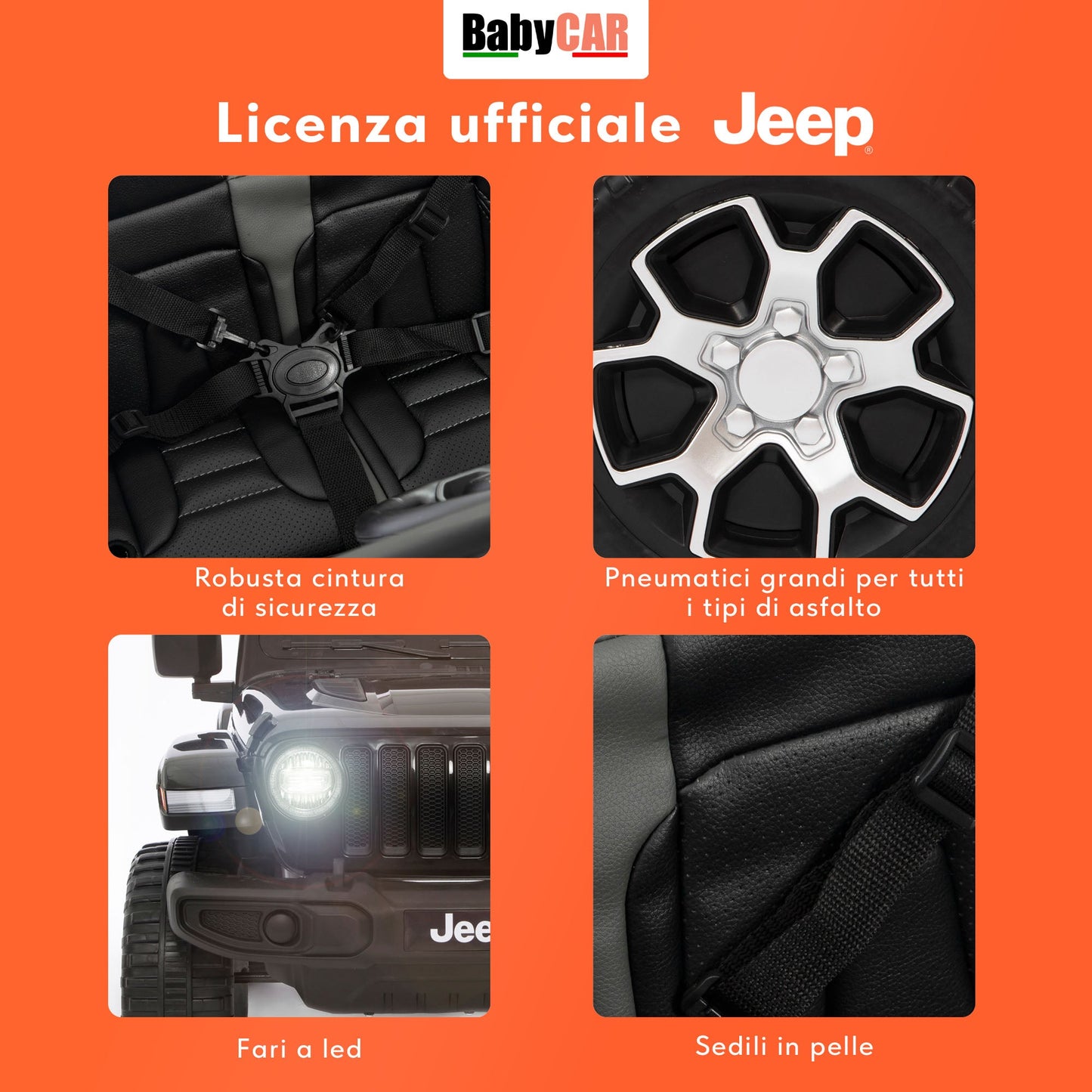 Jeep Wrangler Rubicon Elettrica per Bambini 12V 2 Posti Nero