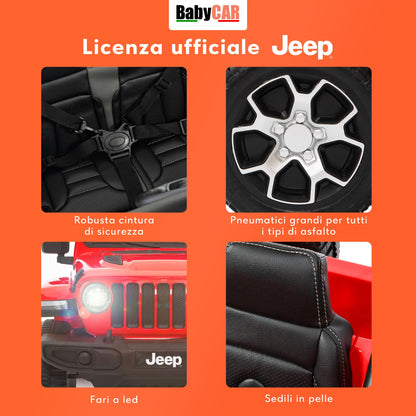 Jeep Wrangler Rubicon Elettrica per Bambini 12V 2 Posti Rosso