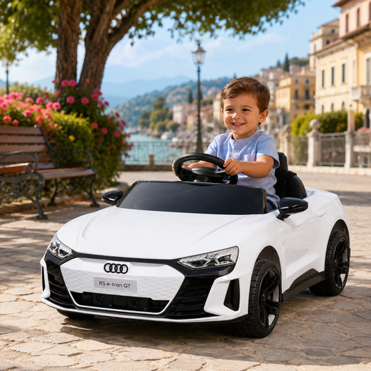 Auto Elettrica per Bambini Audi RS e-tron GT 12V con Telecomando Bianca