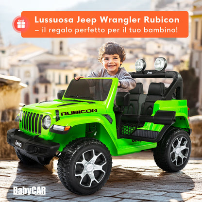 Jeep Wrangler Rubicon Elettrica per Bambini 12V 2 Posti Verde