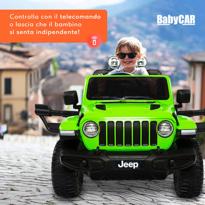 Jeep Wrangler Rubicon Elettrica per Bambini 12V 2 Posti Verde