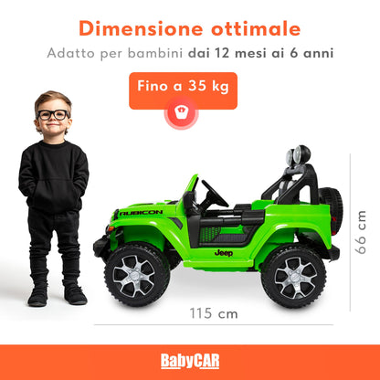 Jeep Wrangler Rubicon Elettrica per Bambini 12V 2 Posti Verde