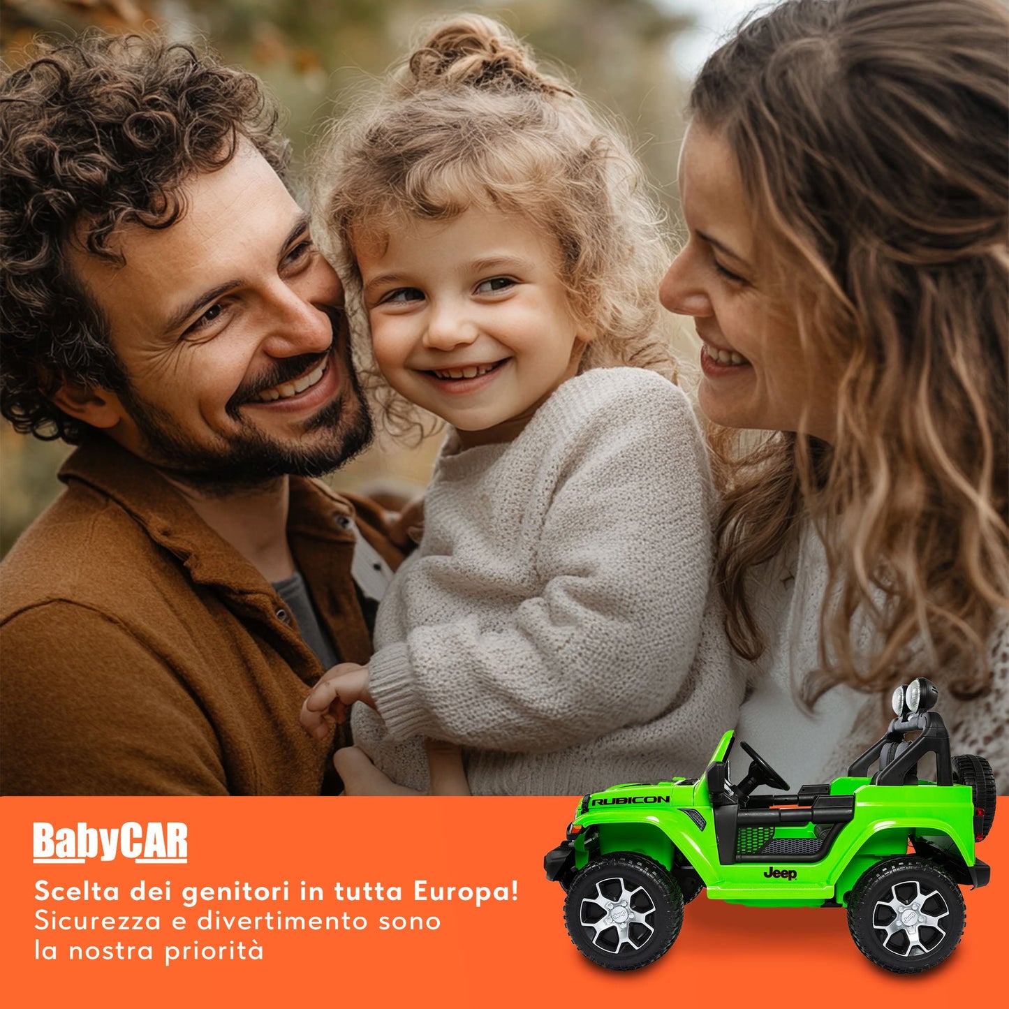 Jeep Wrangler Rubicon Elettrica per Bambini 12V 2 Posti Verde