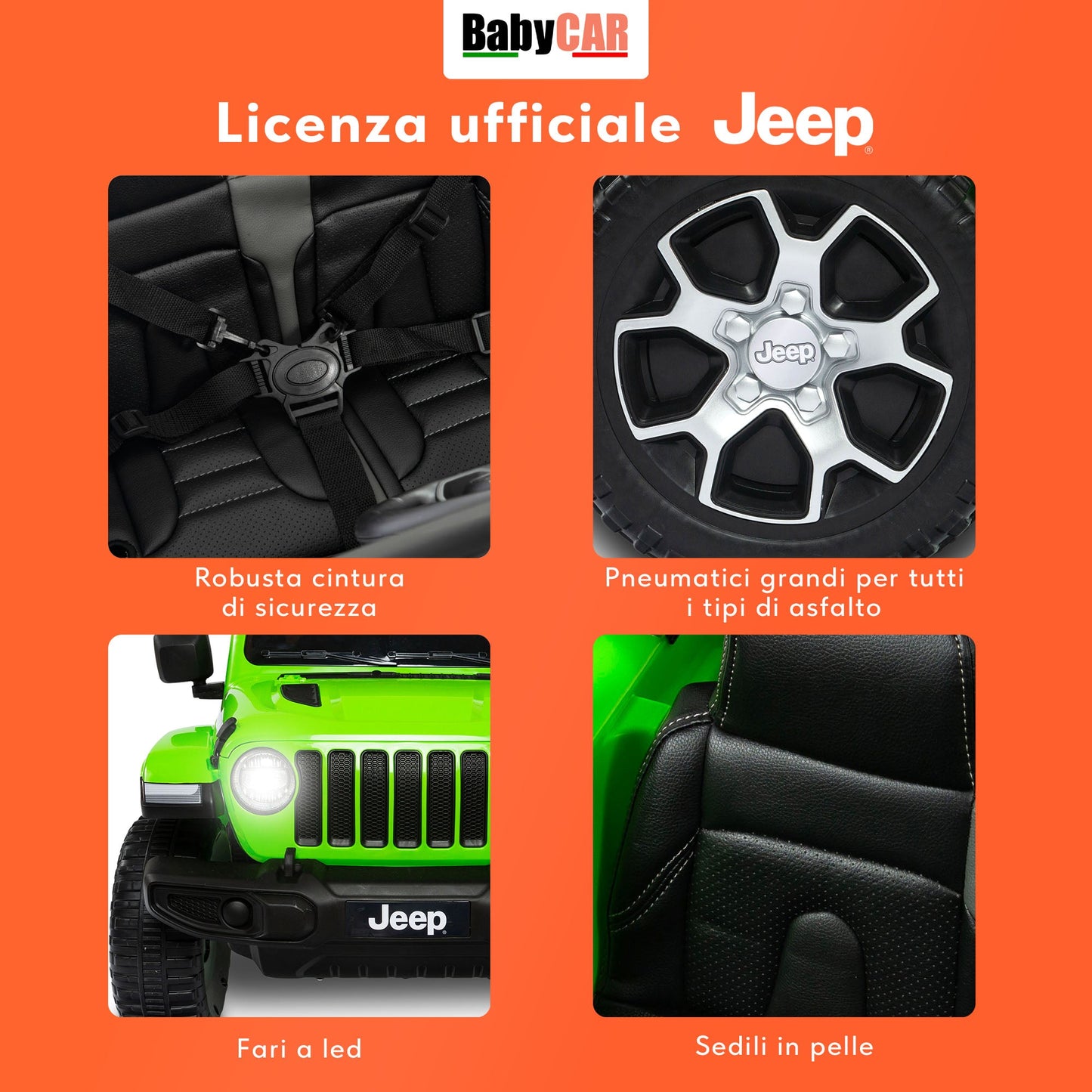 Jeep Wrangler Rubicon Elettrica per Bambini 12V 2 Posti Verde