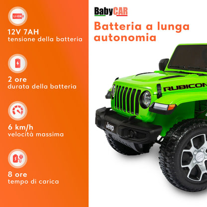 Jeep Wrangler Rubicon Elettrica per Bambini 12V 2 Posti Verde
