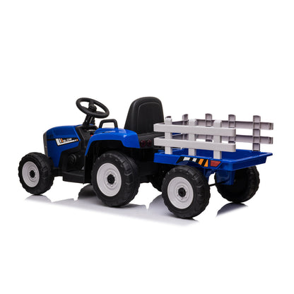 Trattore Elettrico per Bambini 12V con Rimorchio Blu