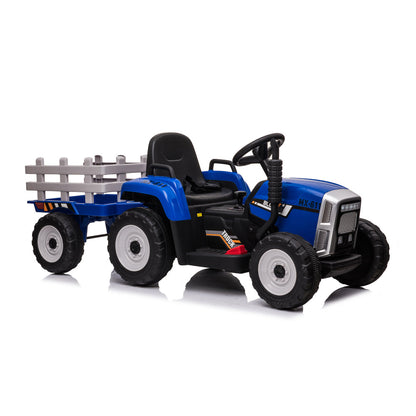 Trattore Elettrico per Bambini 12V con Rimorchio Blu
