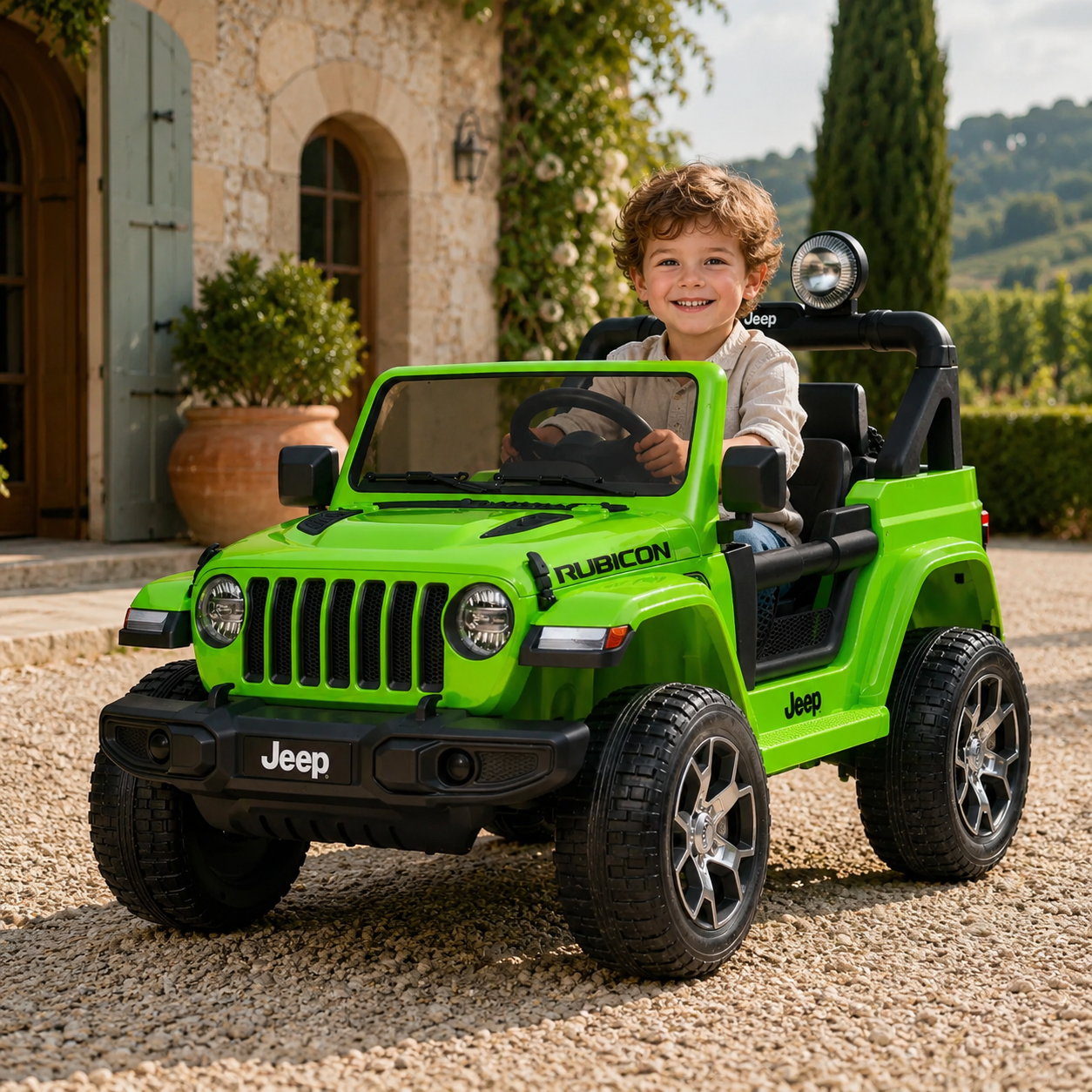 Jeep Wrangler Rubicon Elettrica per Bambini 12V 2 Posti Verde