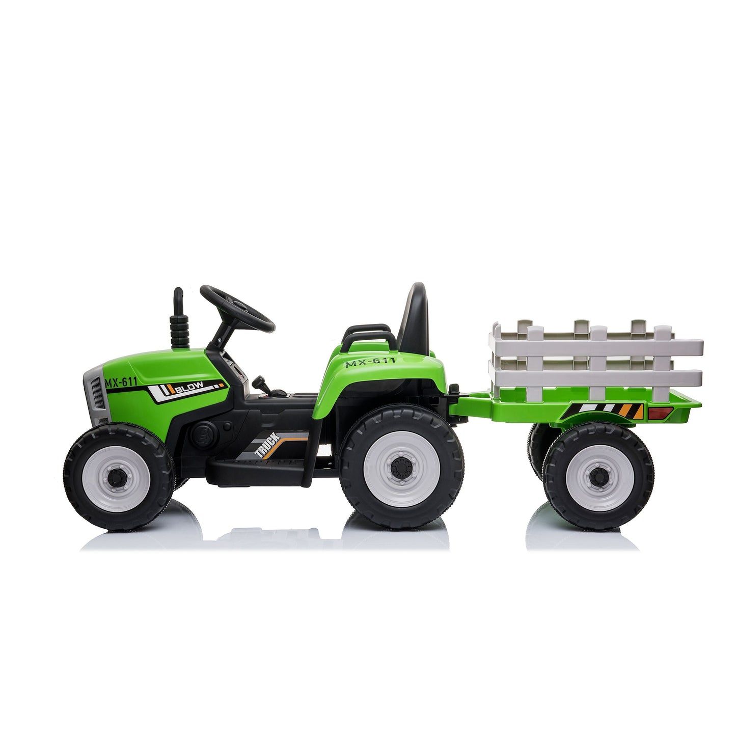 Trattore Elettrico per Bambini 12V con Rimorchio Verde