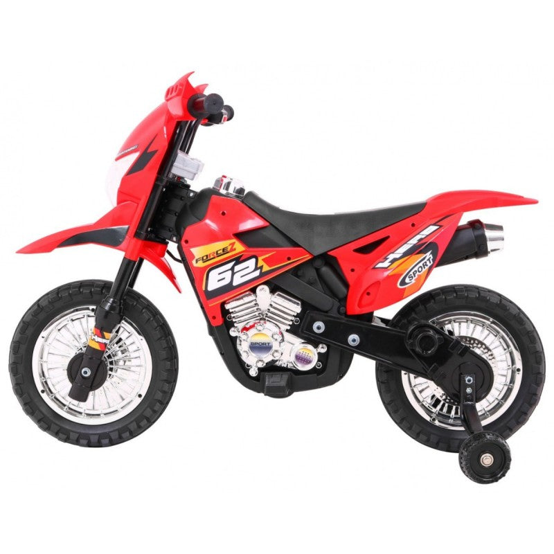 Moto Cross Elettrica per Bambini con Rotelle Rossa