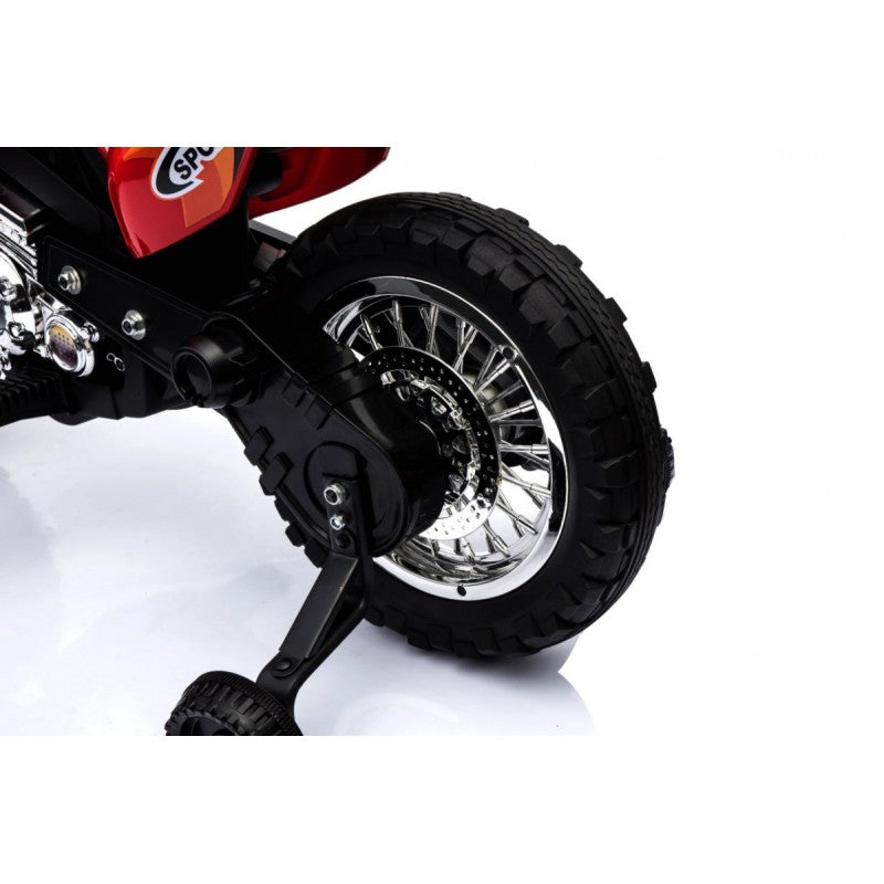 Moto Cross Elettrica per Bambini con Rotelle Rossa