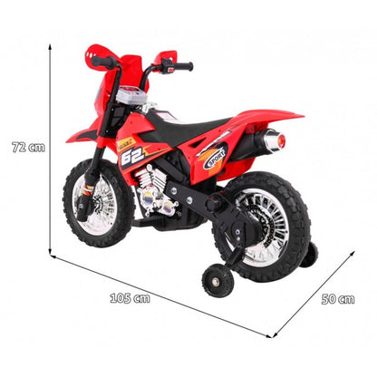 Moto Cross Elettrica per Bambini con Rotelle Rossa
