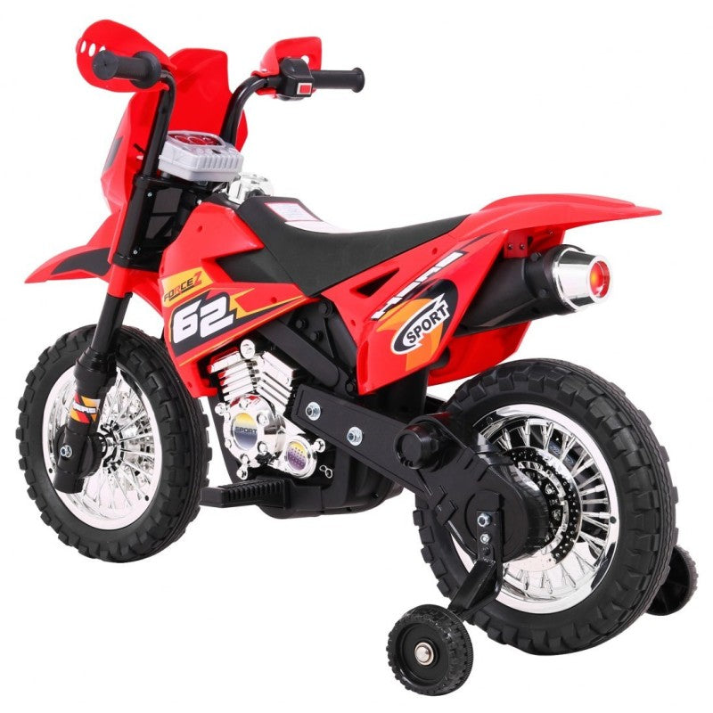 Moto Cross Elettrica per Bambini con Rotelle Rossa