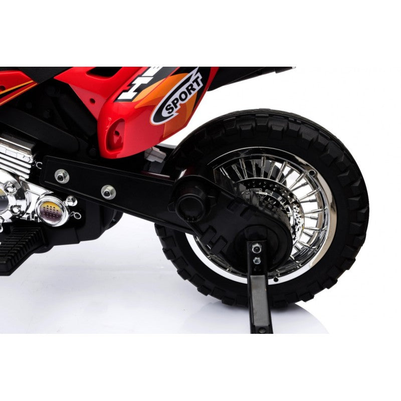 Moto Cross Elettrica per Bambini con Rotelle Rossa
