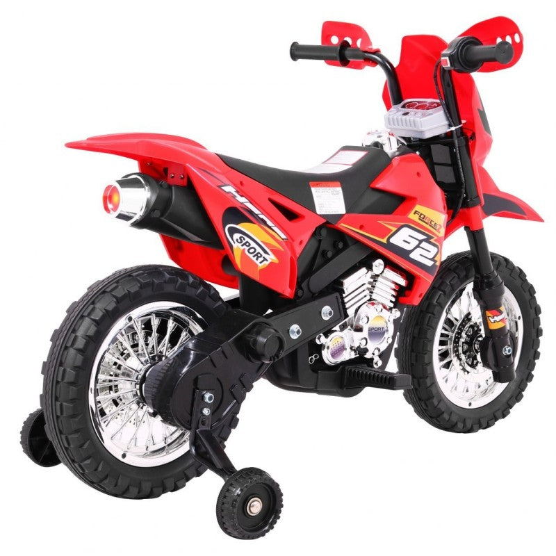 Moto Cross Elettrica per Bambini con Rotelle Rossa