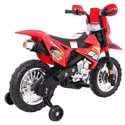 Moto Cross Elettrica per Bambini con Rotelle Rossa