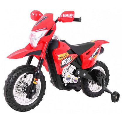 Moto Cross Elettrica per Bambini con Rotelle Rossa