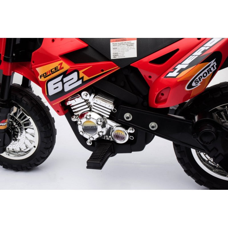 Moto Cross Elettrica per Bambini con Rotelle Rossa