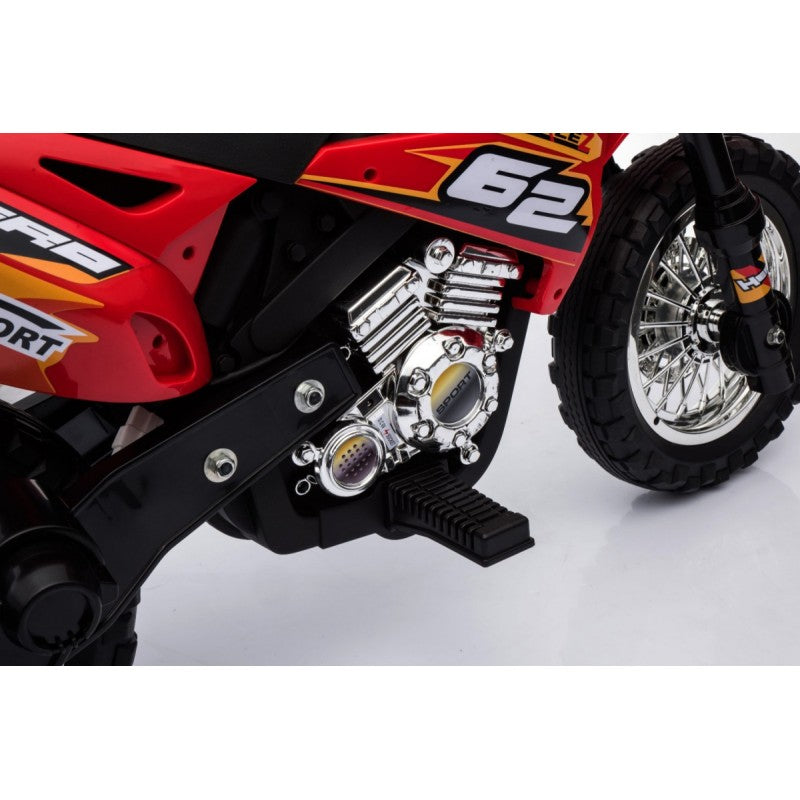 Moto Cross Elettrica per Bambini con Rotelle Rossa