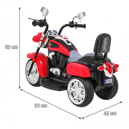Moto Chopper Elettrica per Bambini Night Bike con Rotelle Rossa