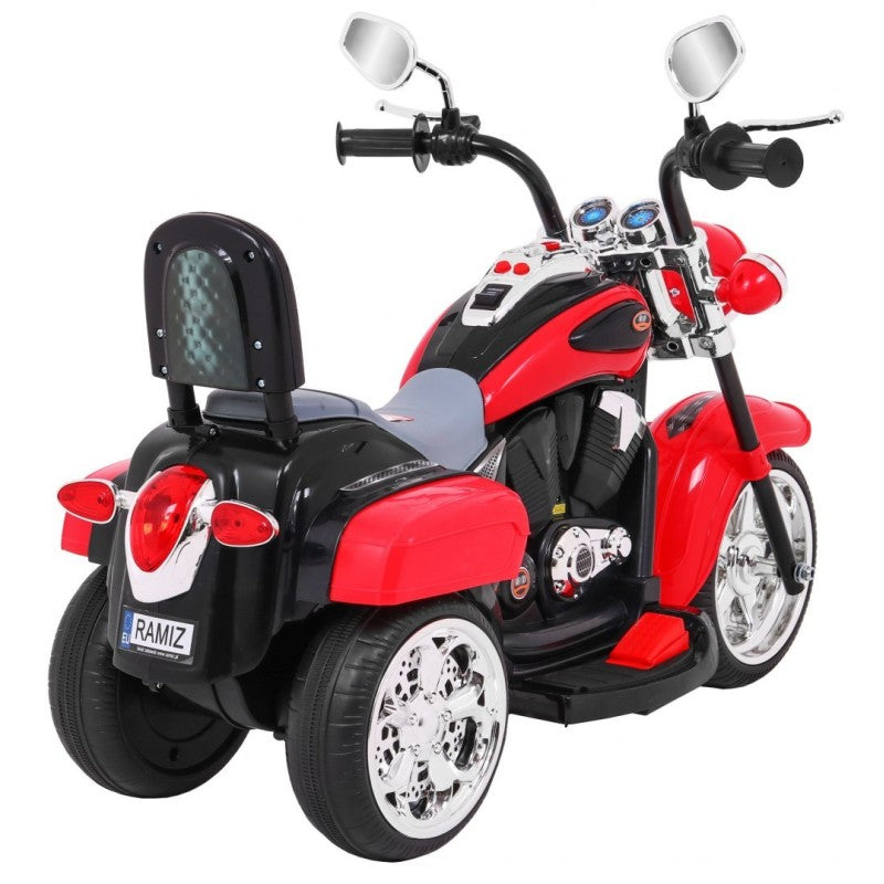 Moto Chopper Elettrica per Bambini Night Bike con Rotelle Rossa