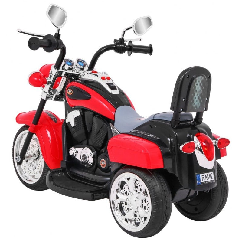 Moto Chopper Elettrica per Bambini Night Bike con Rotelle Rossa