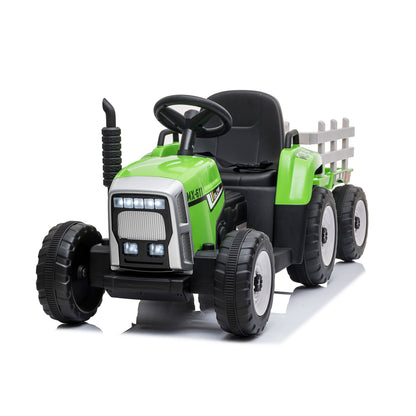 Trattore Elettrico per Bambini 12V con Rimorchio Verde