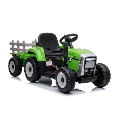 Trattore Elettrico per Bambini 12V con Rimorchio Verde