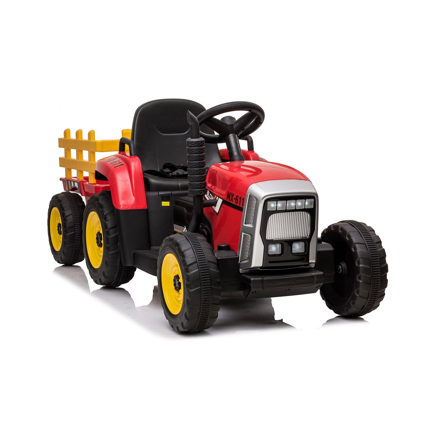 Trattore Elettrico per Bambini 12V con Rimorchio Rosso