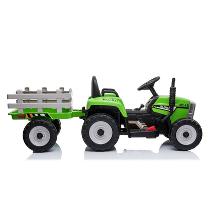 Trattore Elettrico per Bambini 12V con Rimorchio Verde