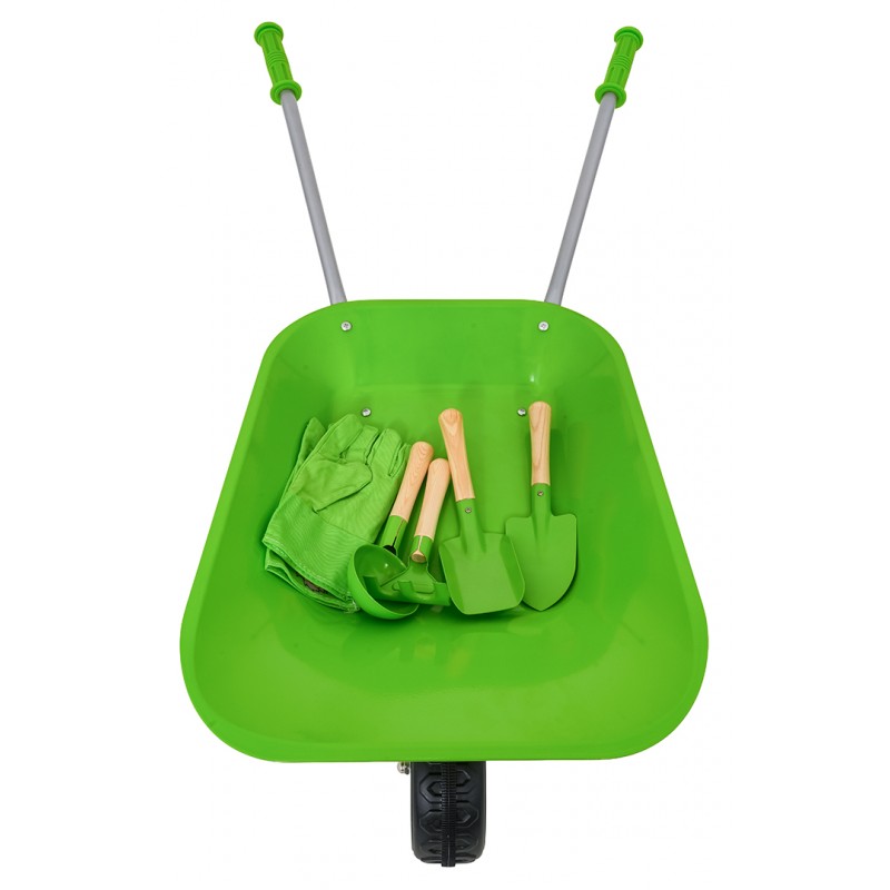 Set da Giardinaggio per Bambini con Carriola e Attrezzi Verde