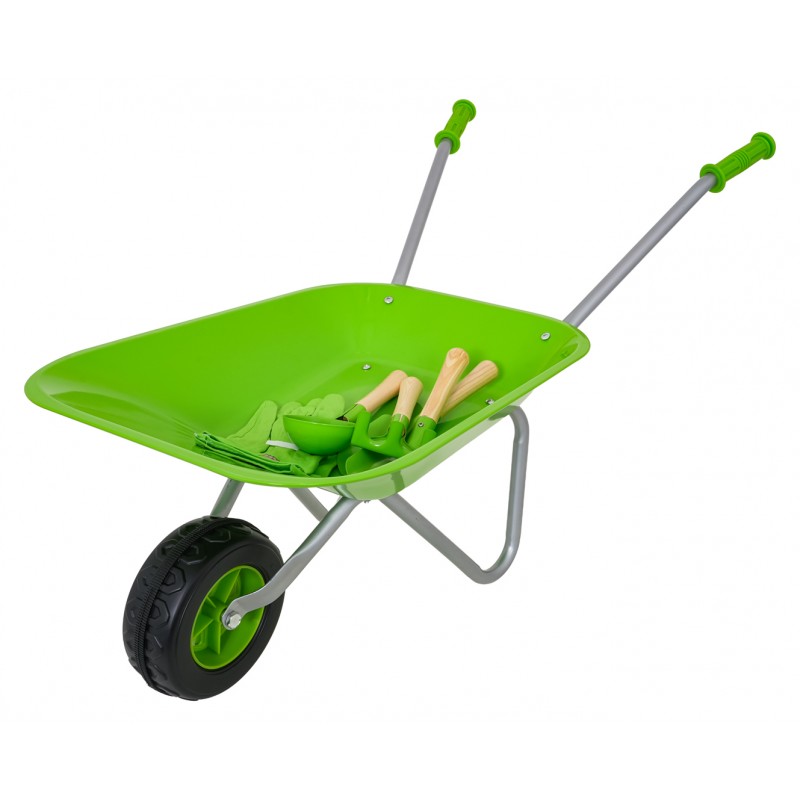 Set da Giardinaggio per Bambini con Carriola e Attrezzi Verde