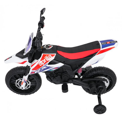 Moto Cross Elettrica per Bambini Aprilia RX con Rotelle Bianca