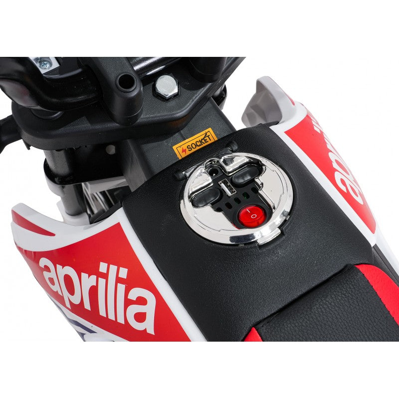 Moto Cross Elettrica per Bambini Aprilia RX con Rotelle Bianca