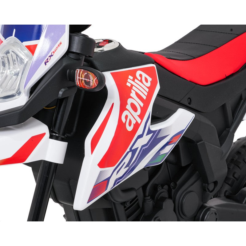 Moto Cross Elettrica per Bambini Aprilia RX con Rotelle Bianca