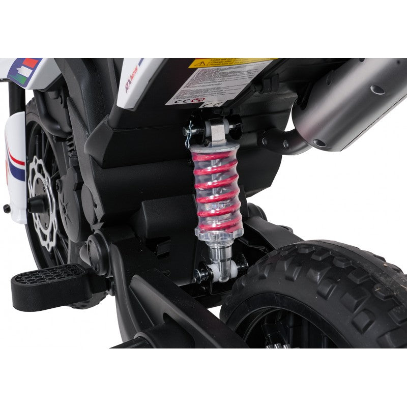 Moto Cross Elettrica per Bambini Aprilia RX con Rotelle Bianca