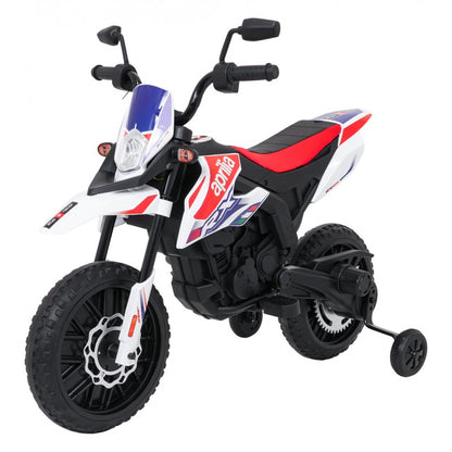 Moto Cross Elettrica per Bambini Aprilia RX con Rotelle Bianca