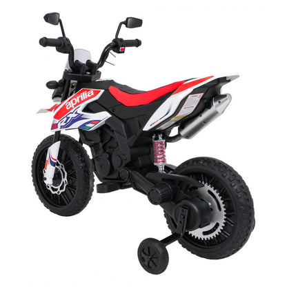 Moto Cross Elettrica per Bambini Aprilia RX con Rotelle Bianca